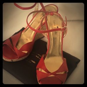 Red leather Kate Spade wedges